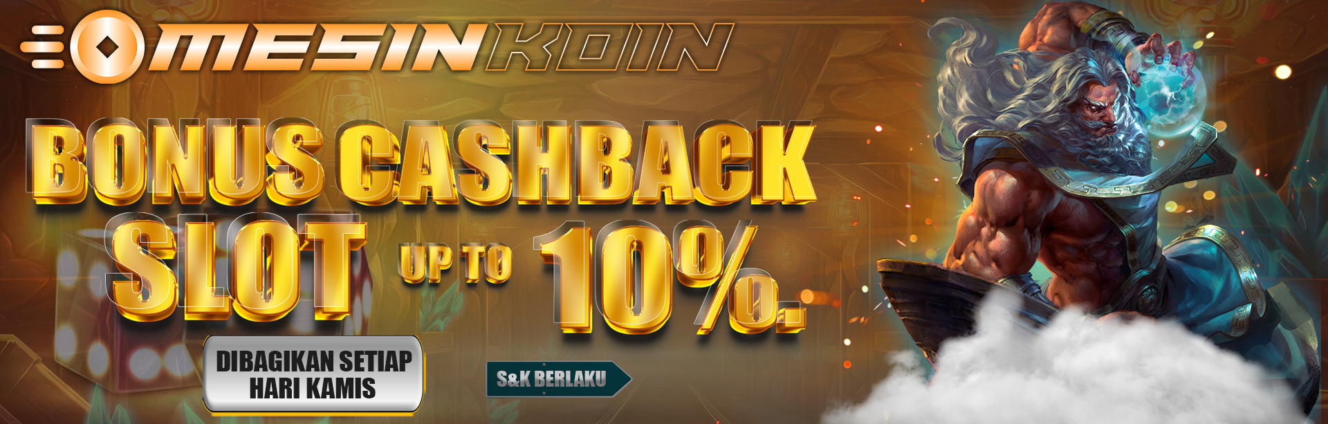 BONUS CASHBACK SLOT UP TO 10%. DIBAGIKAN SETIAP HARI KAMIS